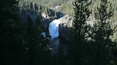 Yellowstone Upper Falls evening P HD 2556 Stock Footage 544851
