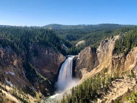 Yellowstone Upper Waterfall Magnificent View Stock Photos