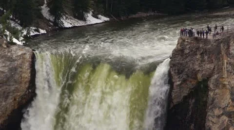 Yellowstone Waterfall Edge Stock Footage 18107650