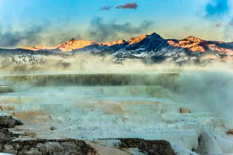 Yellowstone winter landscape Stock Photos