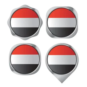 Yeman flag button Stock Illustration