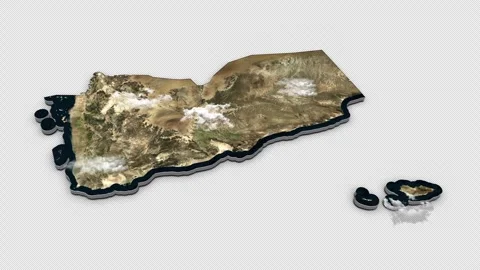 Yemen 3D Country Map Animation Transparent Alpha Stock Footage 277114853
