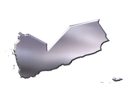 Yemen 3D Silver Map Stock Illustration