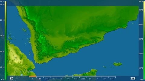 Yemen - average temperature, raw data Stock Footage 92178208