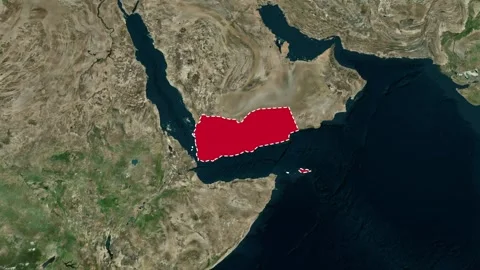 Yemen Border Highlighted Zoom Map Animation Middle East 4K 库存影片 330383499