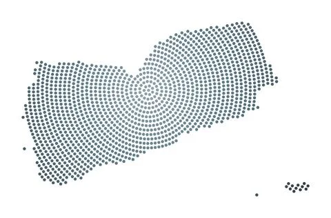 Yemen dotted map. Digital style shape of Yemen. Tech icon of the country wi.. Illustrazione stock