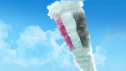 Yemen Flag 3D Render Animation Created with Colored Smoke Trails by Aircraft 스톡 동영상 332313951