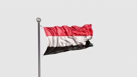 Yemen Flag  Animation Loop Include Alpha 3D Rendering Video stock 282979093