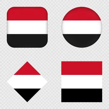 Yemen Flag Icons Pack. Vector illustration. Stock Illustration