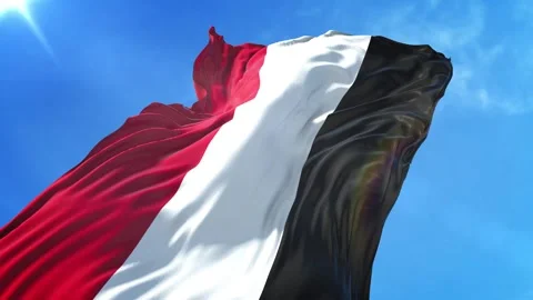 Yemen Flag Low Angle View Stock Footage 295701581