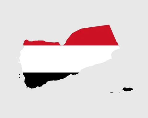 Yemen Flag Map. Map of the Republic of Yemen with the Yemeni country banner. Stock Illustration