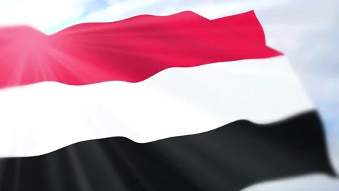 Yemen Flag Seamless Loop 4k 60fps on Sky Background Stock Footage 340621796