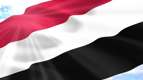 Yemen Flag Seamless Loop 4k 60fps on Sky Background Stock Footage 341554578