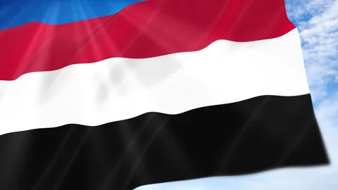 Yemen Flag Seamless Loop 4k 60fps on Sky Background Stock Footage 341680080