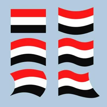 Yemen flag. Set of flags of Republic of Yemen in various forms. Developing Ye Stock Illustration