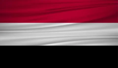 Yemen flag vector. Vector flag of Yemen blowig in the wind. EPS 10. Stock Illustration