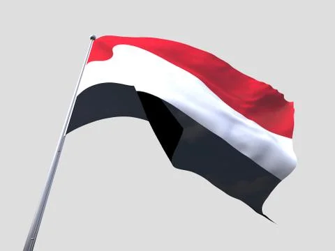 Yemen flying flag isolate on white background 스톡 일러스트