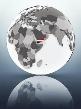 Yemen on globe Stock Illustration