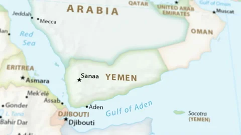 Yemen on a Map with Defocus (4K) Stock Footage 101482523