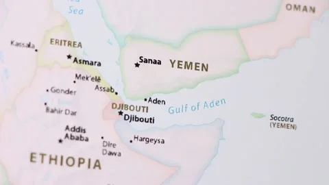 Yemen on a Map (with Defocus) Stock Footage 89785320