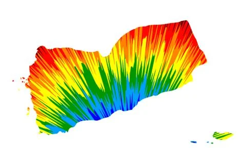 Yemen - map is designed rainbow abstract colorful pattern, Republic of Yemen Stock Illustration