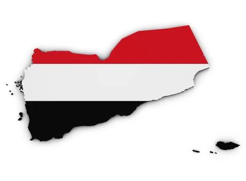 Yemen Map Flag 3d Shape Stock Illustration