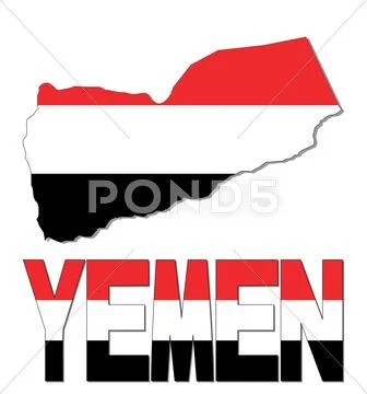 Yemen map flag and text illustration Stock Illustration