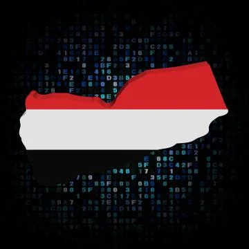 Yemen map flag on hex code illustration Stockillustratie