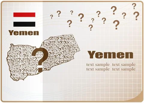 Yemen map flag made from question mark. Stock Illustration