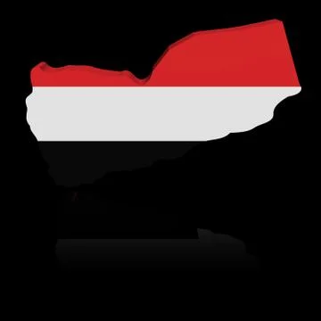 Yemen map flag with reflection illustration Stock Illustration