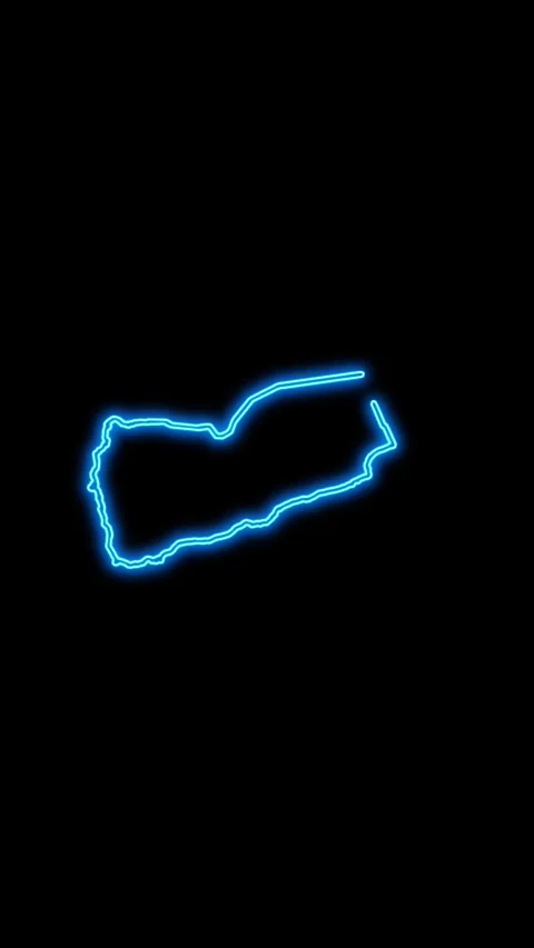 Yemen Map Outline Neon Lights 库存影片 333057789
