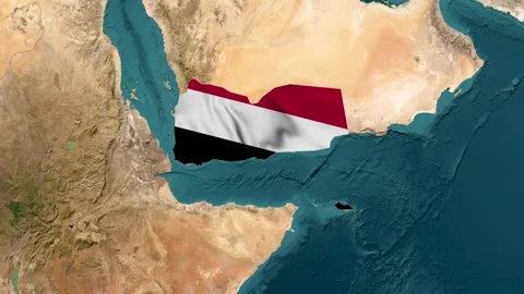 Yemen map with waving flag Stock Footage 294125907