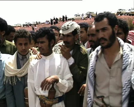 YEMEN men watching a show Stock Footage