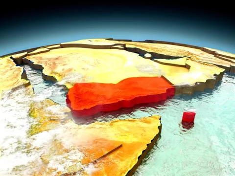 Yemen on model of Earth Stock-Illustration