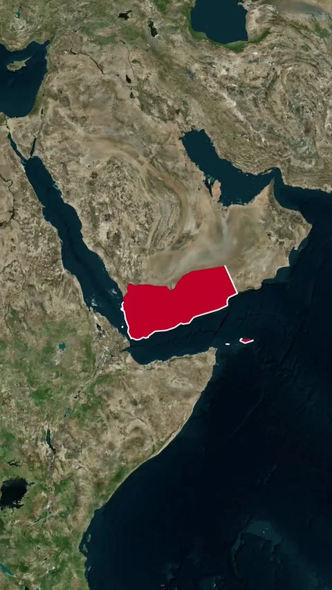 Yemen National Border Vertical Map Topography Animation 4K 库存影片 329918052
