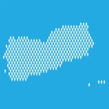 Yemen population. Statistic map made from stick figure people Stock Illustration