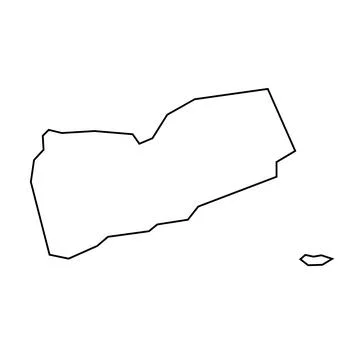 Yemen vector country map thin outline icon Stock Illustration