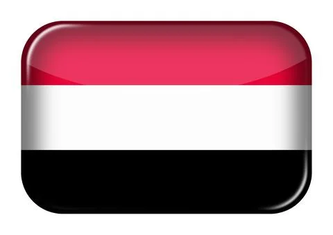 Yemen web icon rectangle button with clipping path 3d illustration Stock Illustration