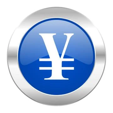 Yen blue circle chrome web icon isolated. Stock Illustration