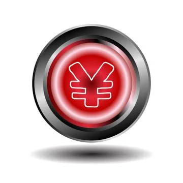 Yen button red glossy web icon vector Stock Illustration