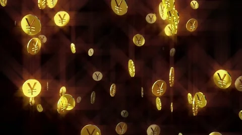 Yen coins raining down Stock Footage 48672491