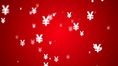 Yen Currency Animated Looping Background Red Stock Footage 89019803
