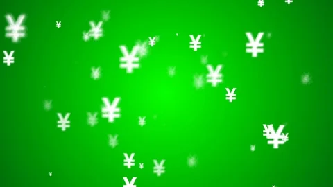 Yen Currency Animated Looping Background Green Stock Footage 89019806