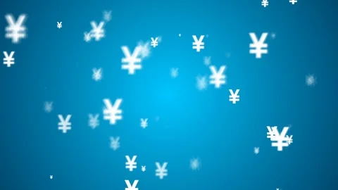 Yen Currency Animated Looping Background Blue Stock Footage 89019810