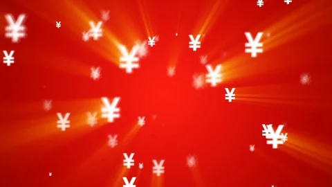 Yen Currency Animated Looping Background_Red Stock Footage 89850366