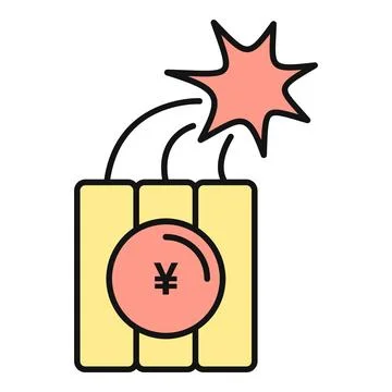 Yen currency bomb exploding representing financial crisis Stockillustratie