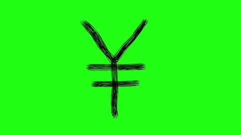 Yen Currency on Grreen Screen Scribble Animation Doodle Cartoon 4K Video stock 72441987