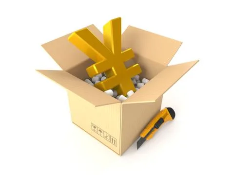 Yen currency inside package イラスト素材