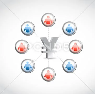 Yen currency. social network illustration Stock Illustration