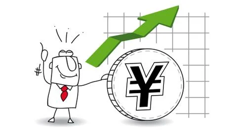 Yen is growing up Stock Illustration